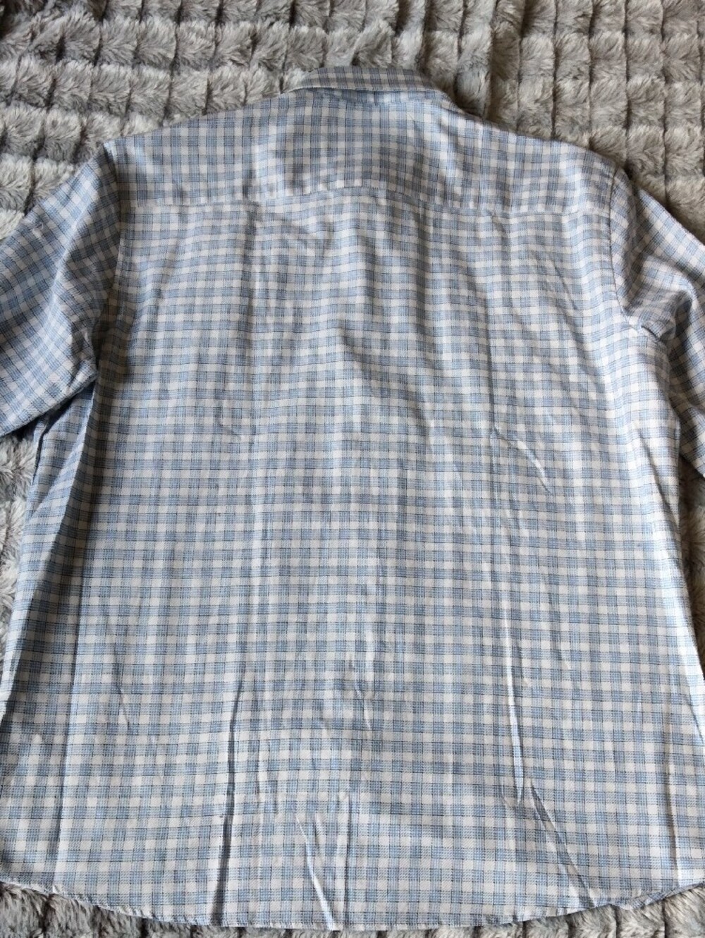 Johnston & Murphy Blue and White Checked Dress Shirt - Picture 10 of 13